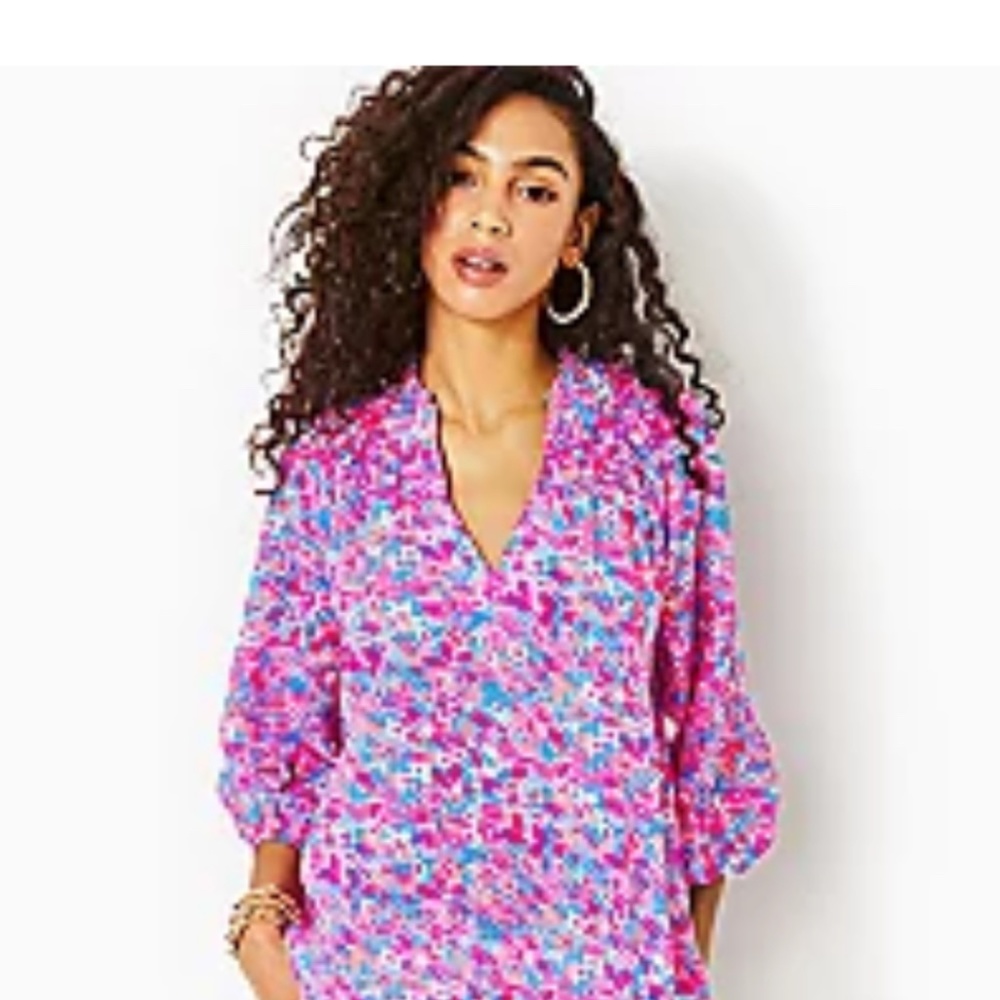 NWT Lilly Pulitzer Lourdes 3/4 Sleeve Cotton Blend Top Size Large